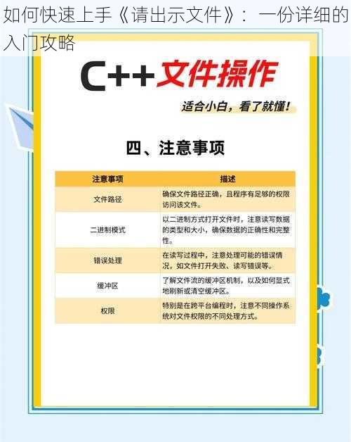 如何快速上手《请出示文件》：一份详细的入门攻略