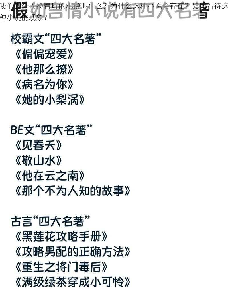 我们四个人换着玩的小说叫什么？为什么这种小说会存在？如何看待这种小说的现象？