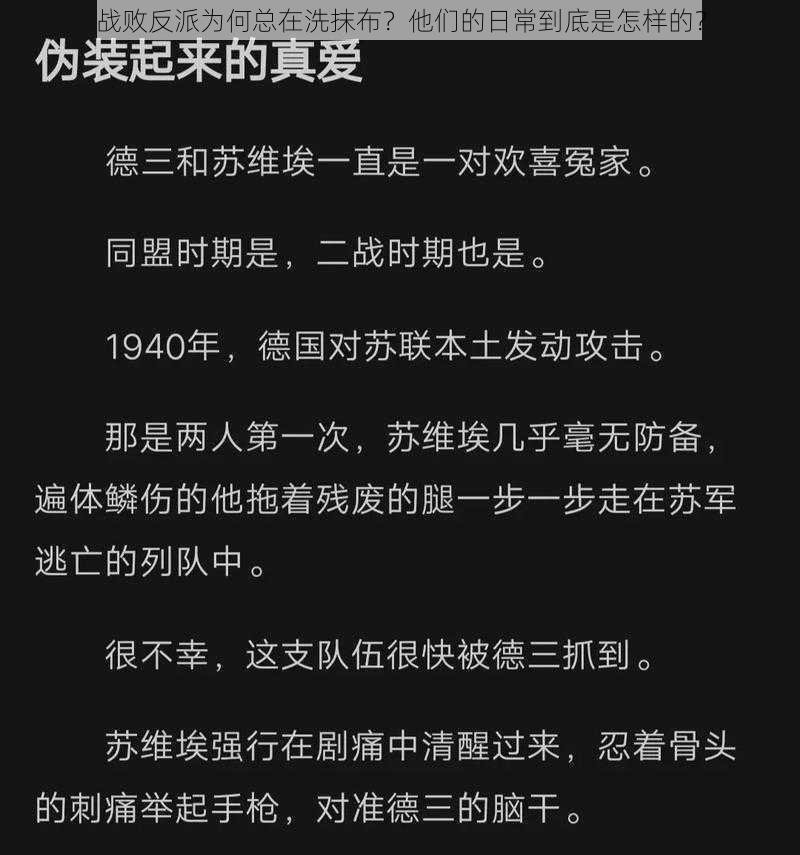 战败反派为何总在洗抹布？他们的日常到底是怎样的？