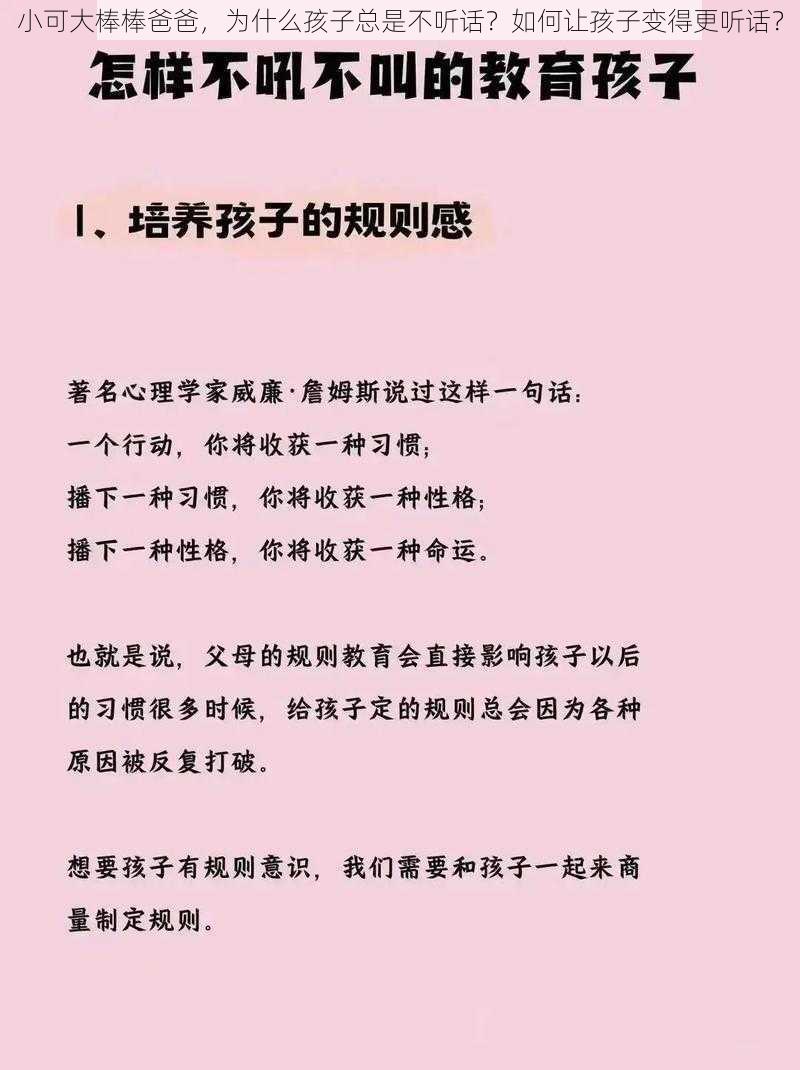 小可大棒棒爸爸，为什么孩子总是不听话？如何让孩子变得更听话？