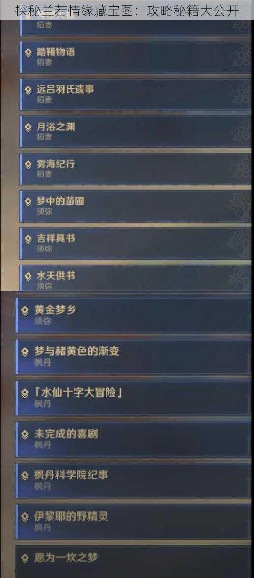 探秘兰若情缘藏宝图：攻略秘籍大公开