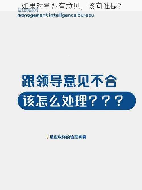 如果对掌盟有意见，该向谁提？