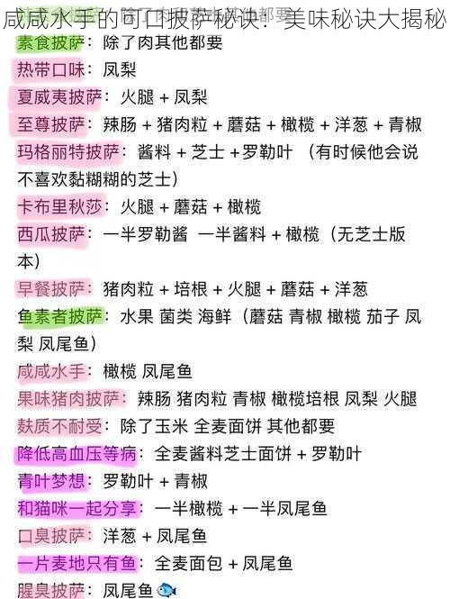 咸咸水手的可口披萨秘诀：美味秘诀大揭秘